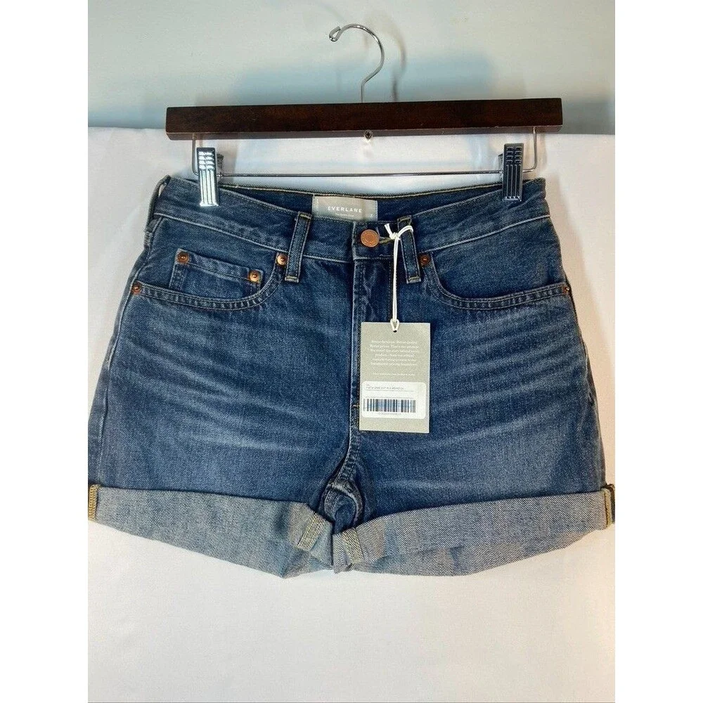 EVERLANE WOMENS SIZE 24 JEAN CUFF HEM SHORTS NWT